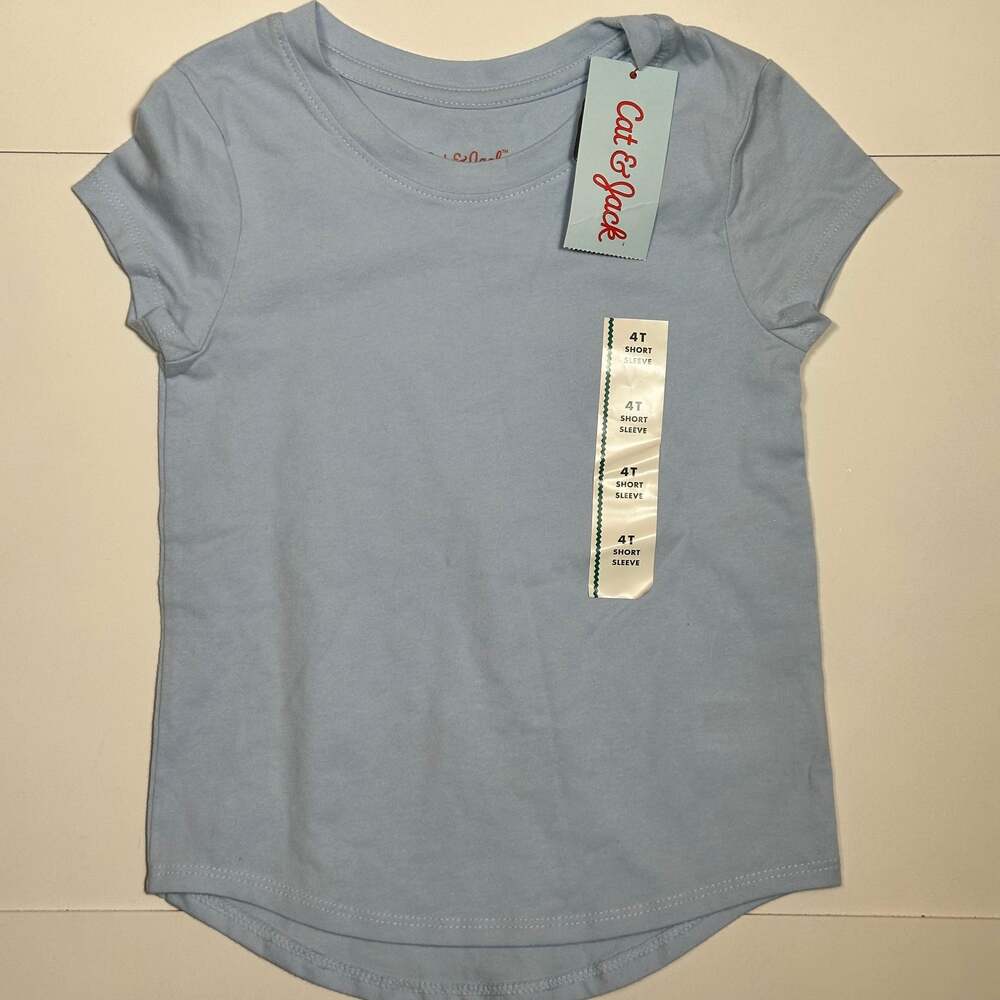 NWT Cat & Jack Toddler Girl’s Short Sleeve Light Blue T-Shirt Size 4T